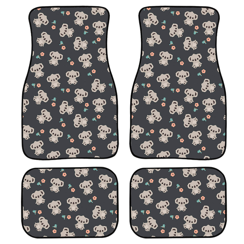 Baby Koala And Floral Pattern Print Front And Back Car Floor Mats, Front Car Mat