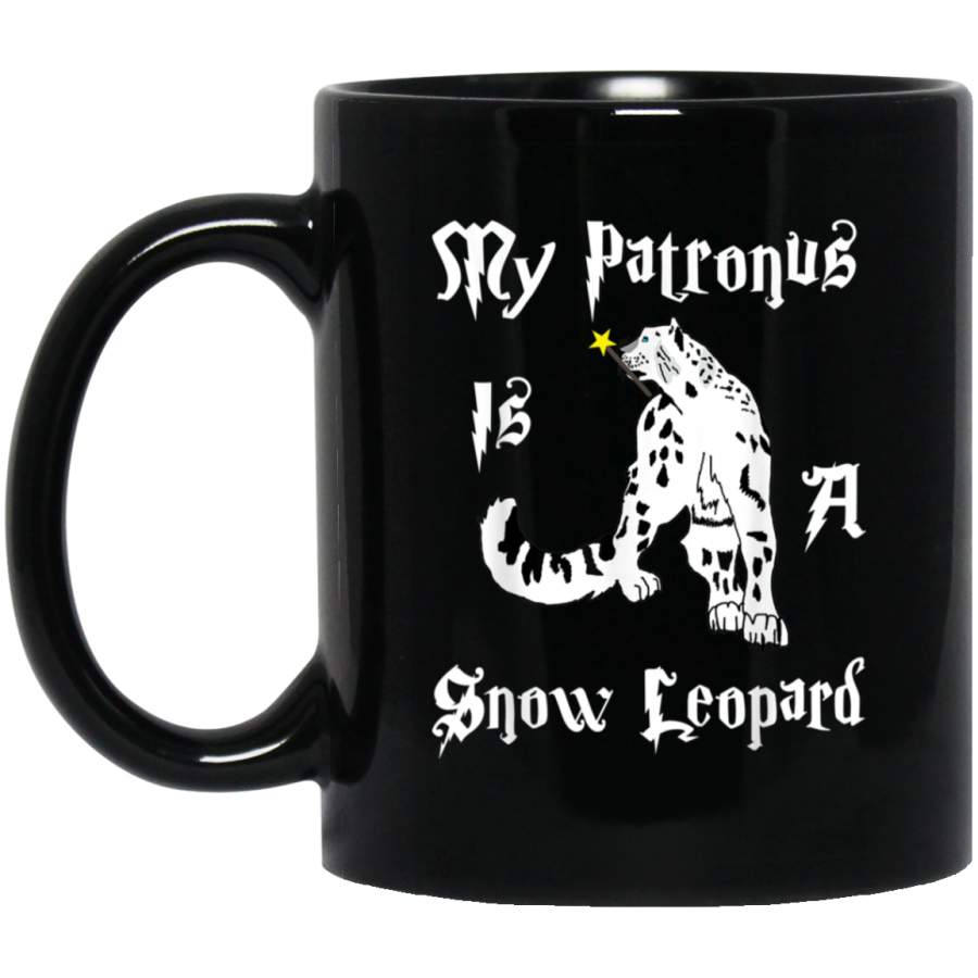 My Patronus Is A Snow Leopard Magical Feline Big Cat Black Mug