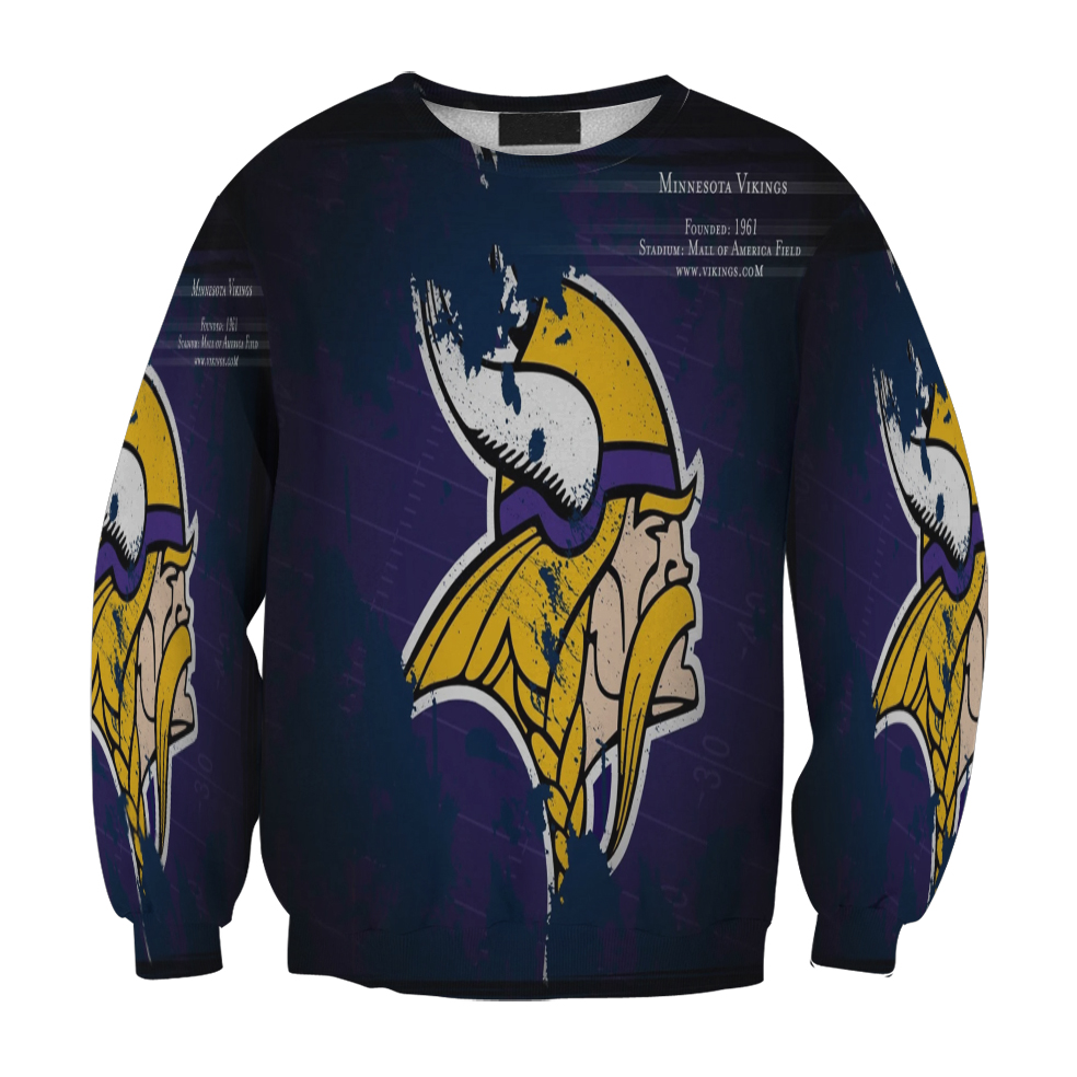 Minnesota Vikings Emblem Stadium Gift For Fan 3D Full Printing Sweatshirt