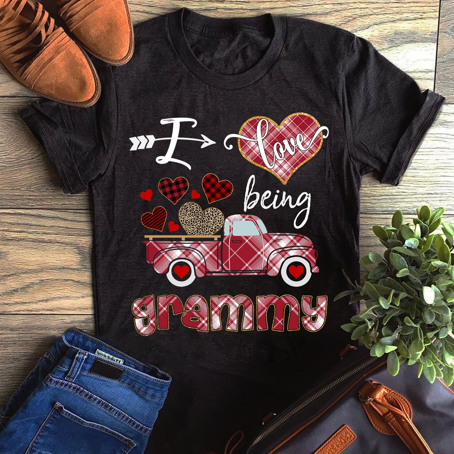 Buffalo Plaid I Love Being Grammy Heart Leopard Family Graphic Unisex T Shirt, Sweatshirt, Hoodie Size S – 5XL