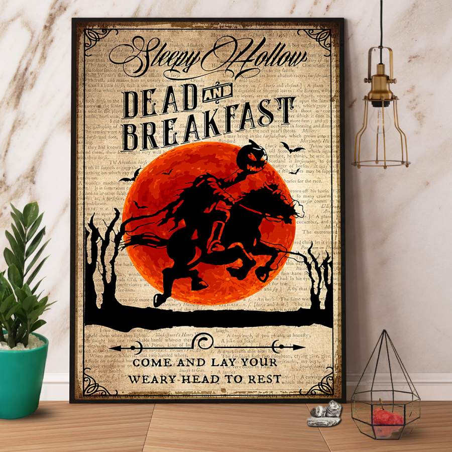 Sleepy hollow dead and breakfast dictionary Halloween paper poster no frame/ wrapped canvas wall decor