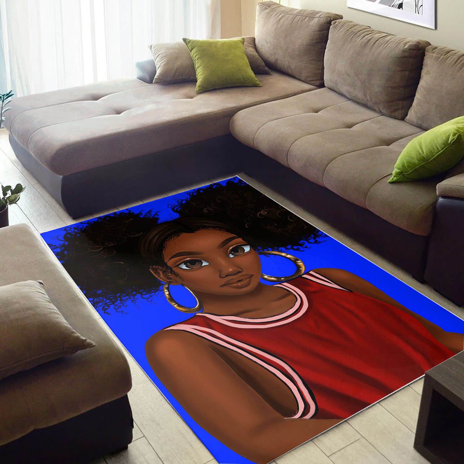 Afrocentric Rugs Beautiful Melanin Woman African American Art Rug African Themed Rooms Ideas WBG40284