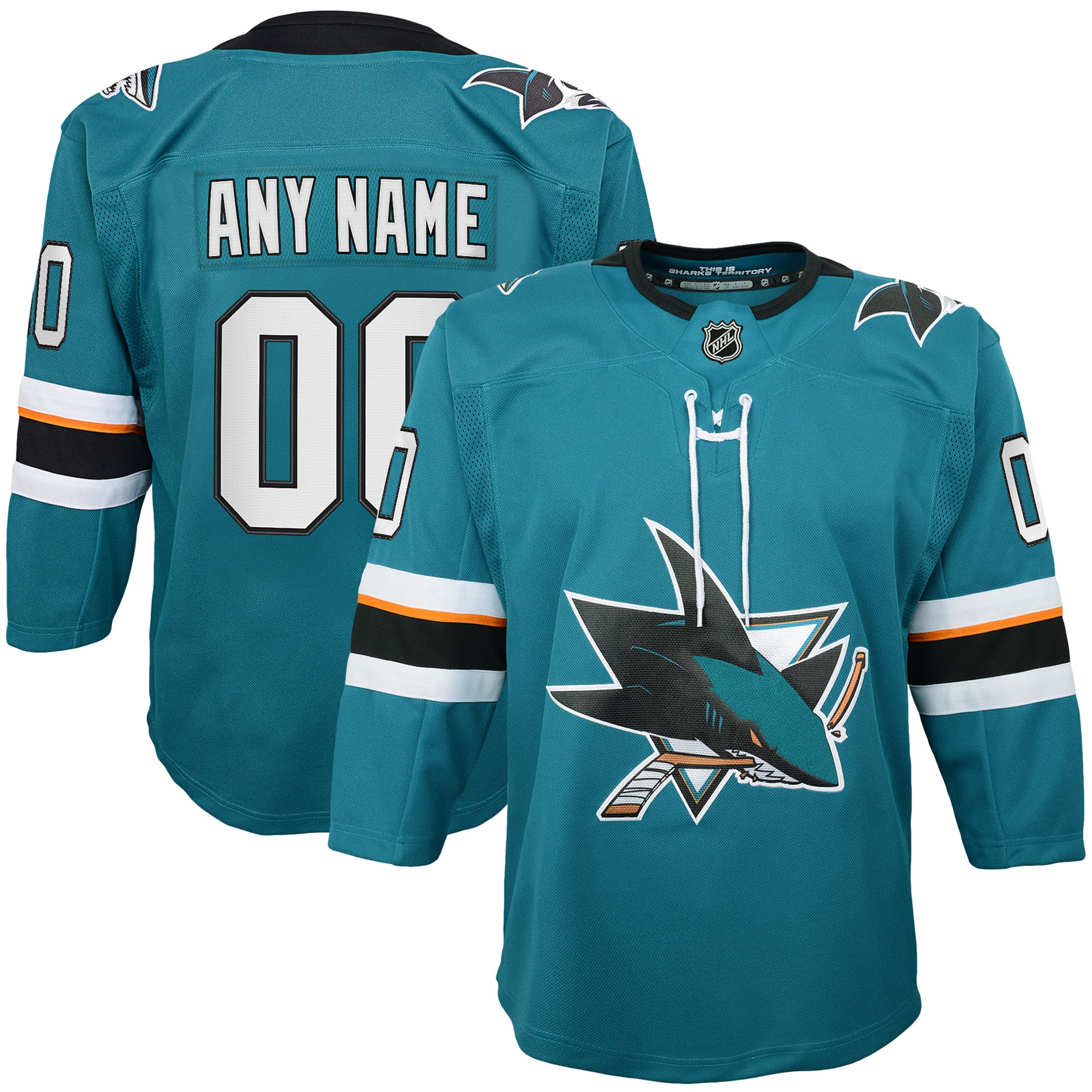 San Jose Sharks Youth 2019/20 Home Premier Custom Jersey – Teal