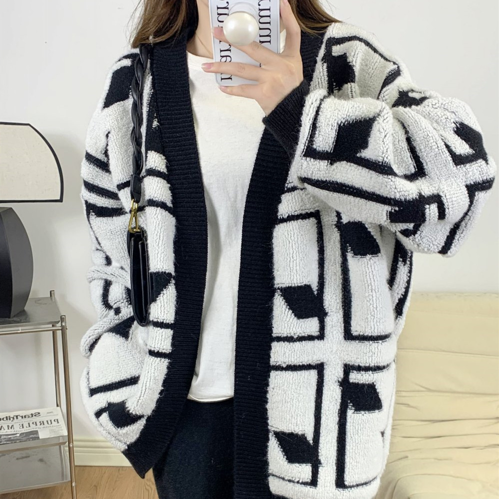 2022 Autumn and Winter Knitted Cardigan Women’s Soft Loose Casual Sweater Jacket Korean Version of The Women’s Knitted Tops alx