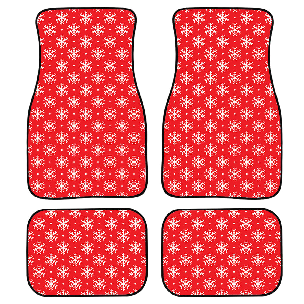 Christmas Snowflake Pattern Print Front And Back Car Floor Mats, Front Car Mat