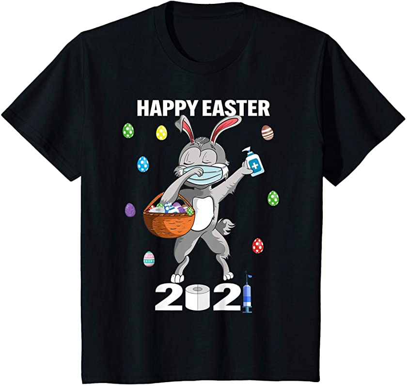 Kids Easter Day 2021 Funny Dabbing Rabbit Eggs For Kid Girls Boys T-Shirt