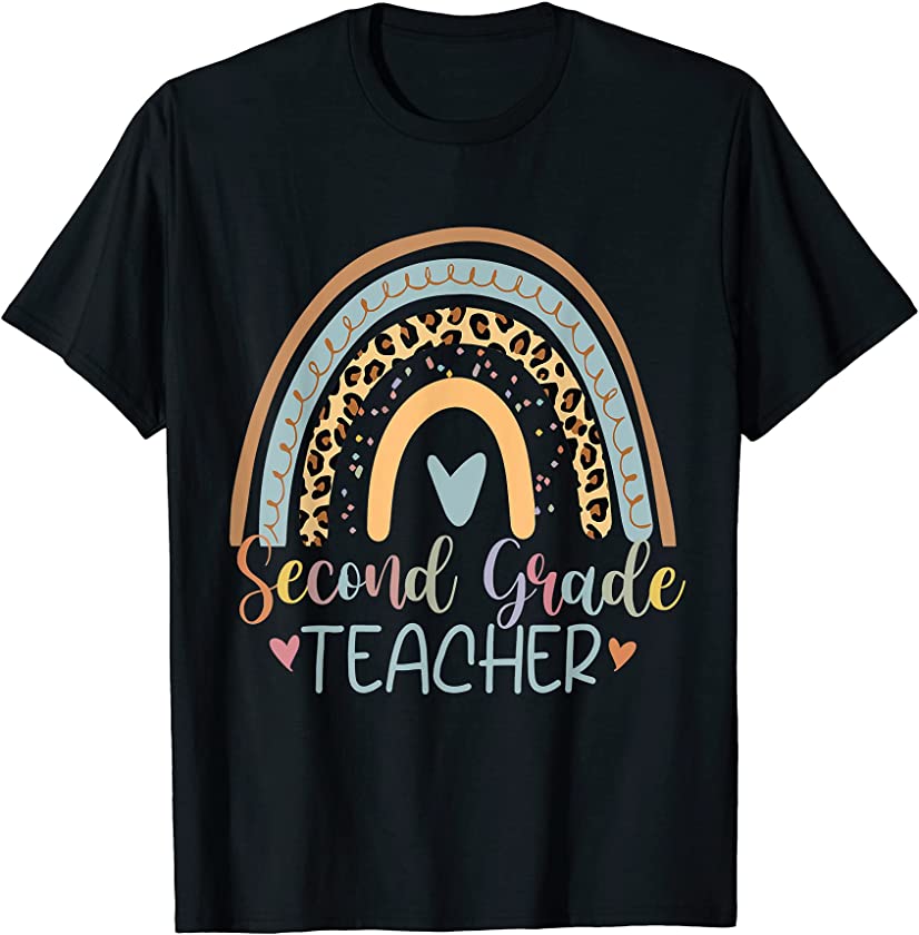 Second Grade Teachers Team 2nd Grade Squad Rainbow Leopard T-Shirt