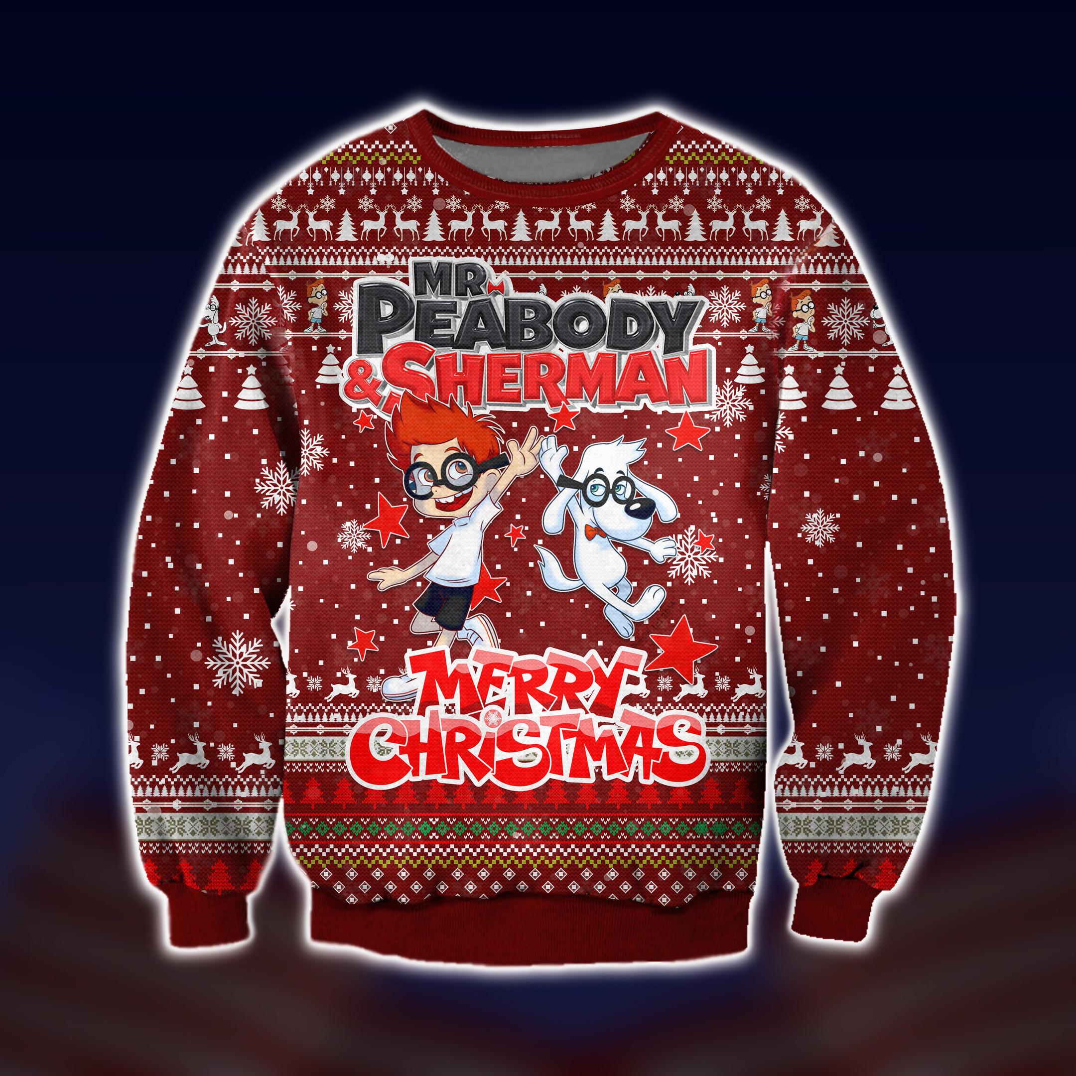 Mr. Peabody And Sherman Merry Christmas Ugly Christmas Sweater