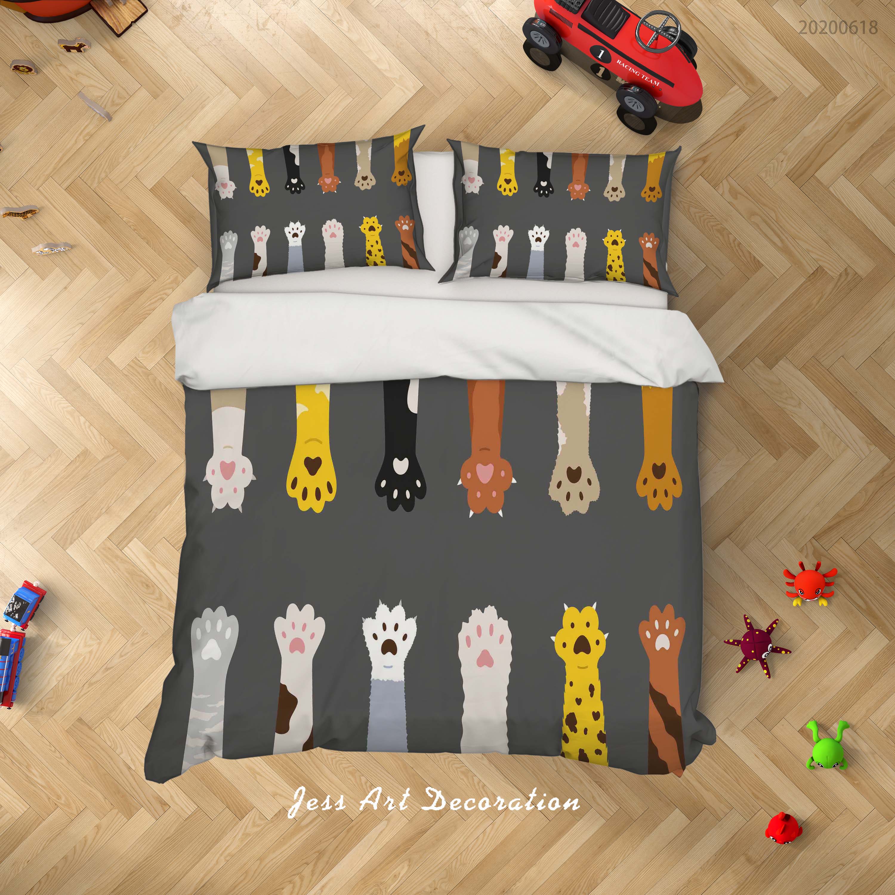 3D Black Animal Paw Quilt Cover Set Bedding Set Duvet Cover Pillowcases Sf46