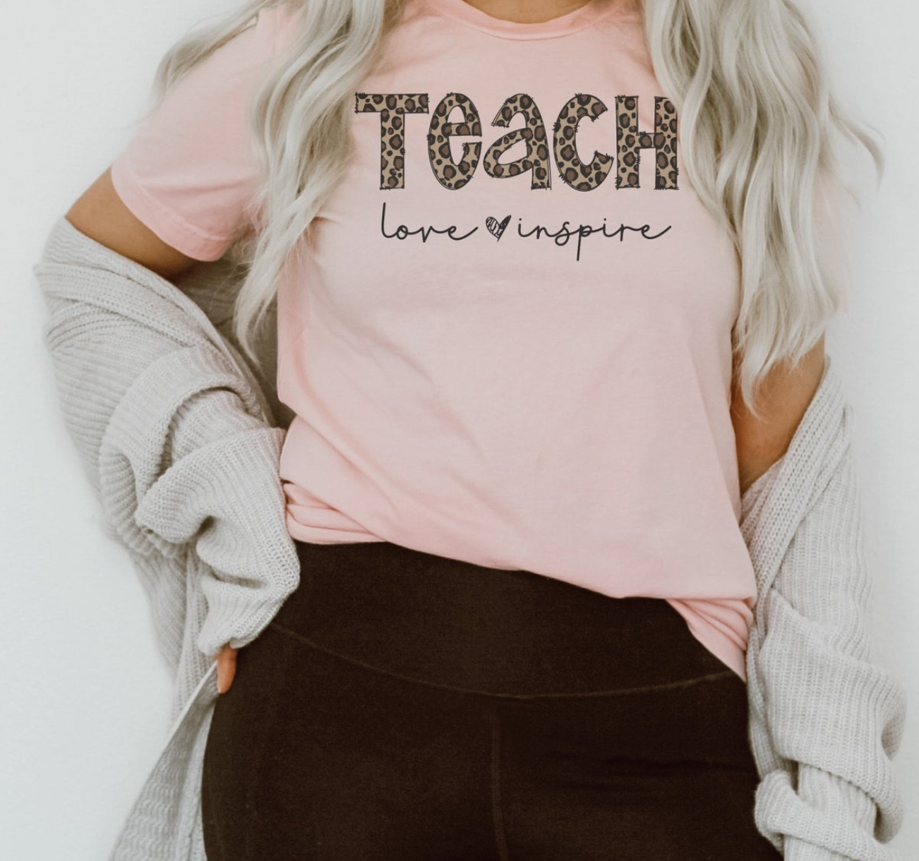 Teacher Shirt | Teach Love Inspire Leopard Shirt | Teacher Tee | Teacher Gift