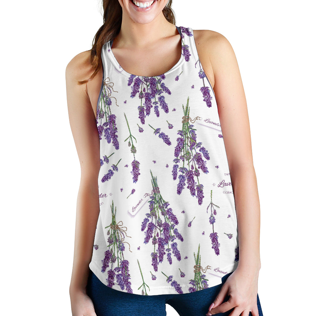 Lavender Flower Design Pattern Women Racerback Tank Top