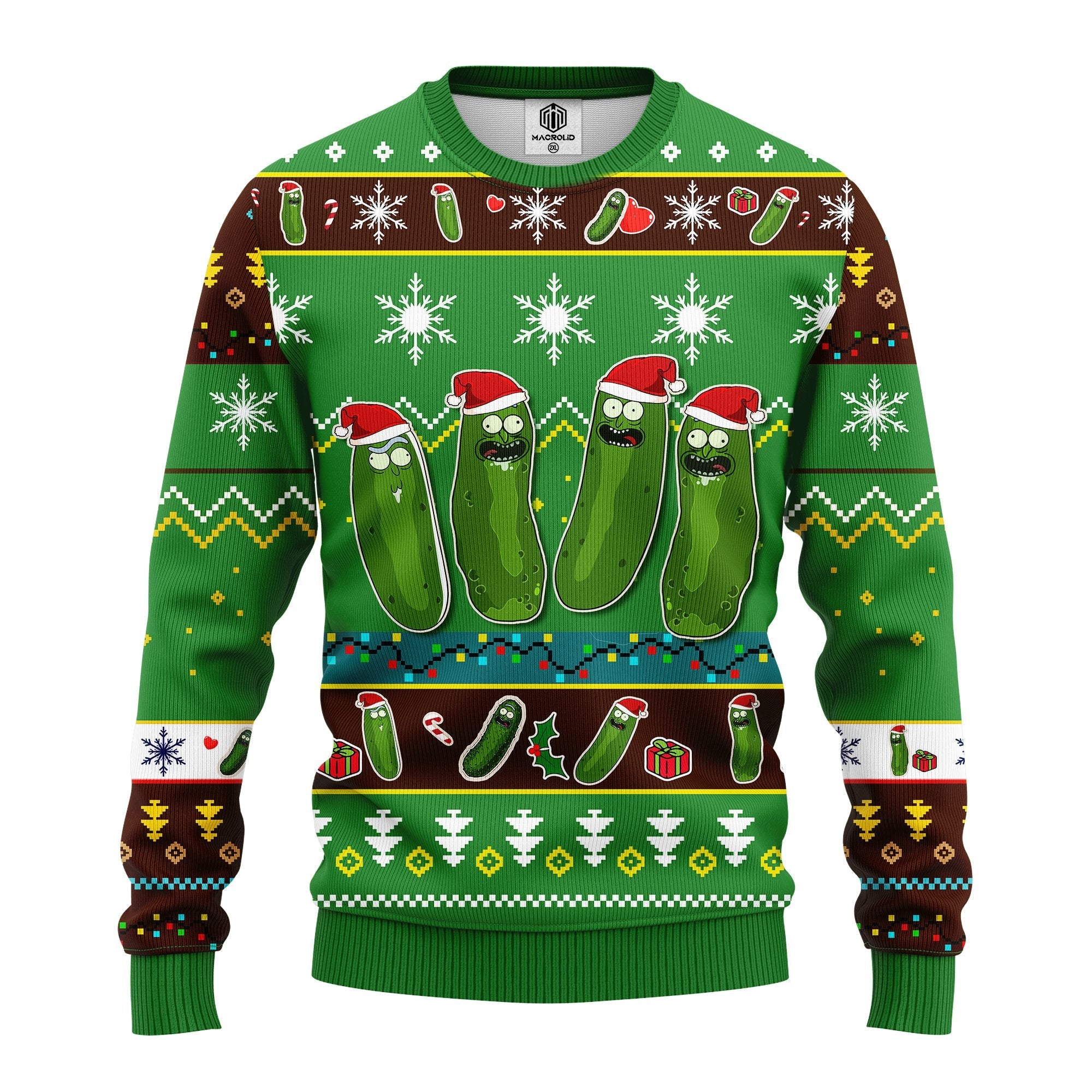 Unifinz Rick And Morty Christmas Sweater Pickle Rick Christmas Green Ugly Sweater 2022