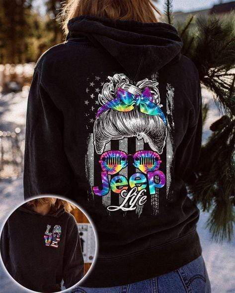 Gift for Mother Jeep Life Messy Bun Tie Dye Hoodie 3D