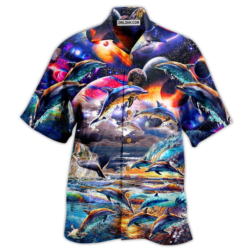 Dolphin Into The Mysterious Galaxy – Hawaiian Shirt  – Owl Ohh