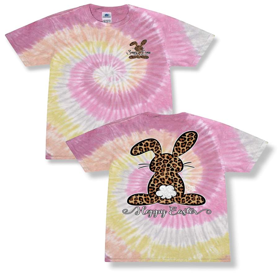 Sassy Frass Hoppy Easter Leopard Bunny Jellybean Tie Dye Bright Girlie T Shirt