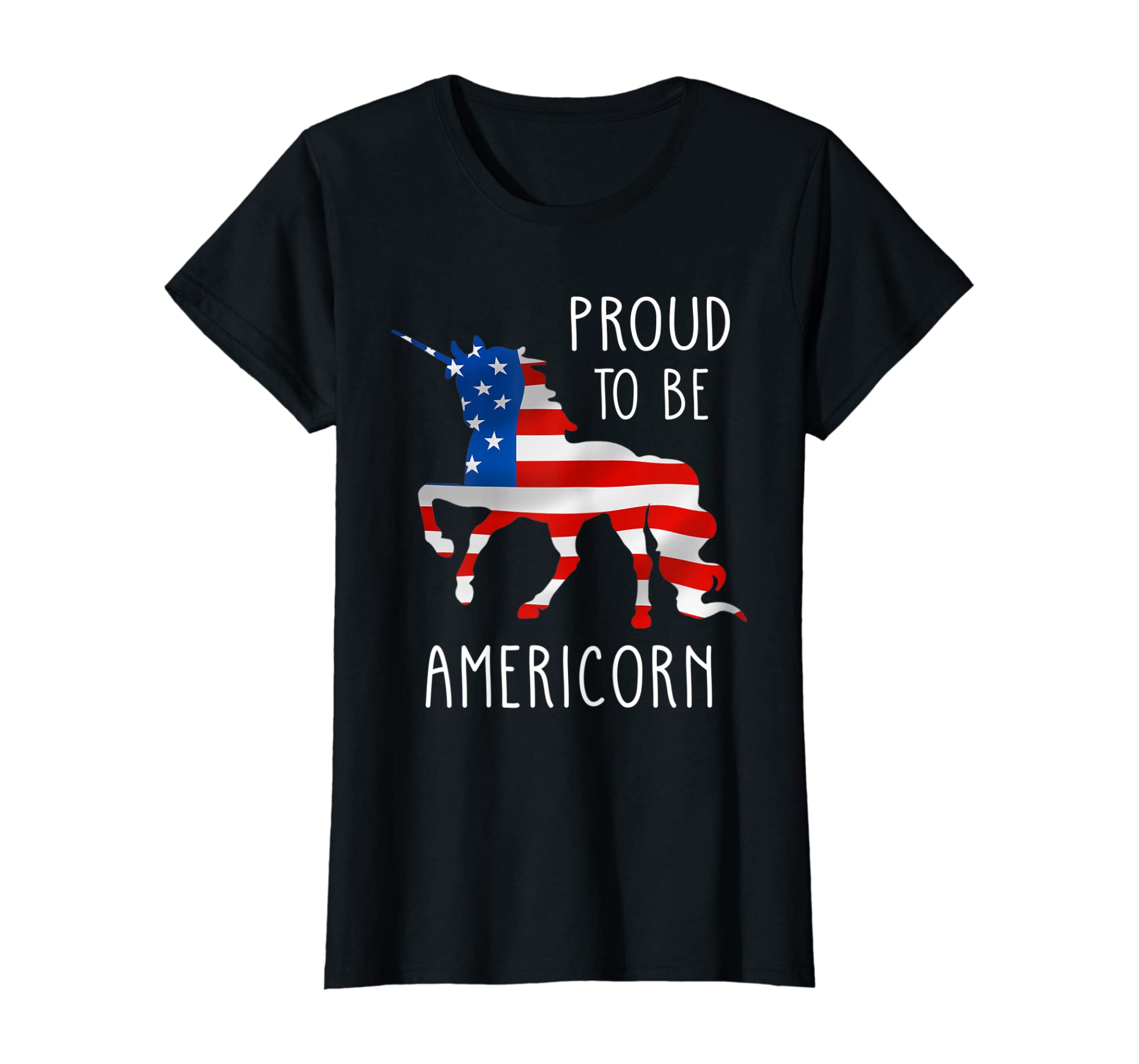 4th Of July Unicorn Flag Proud To Be Americorn Girls Women T-Shirt