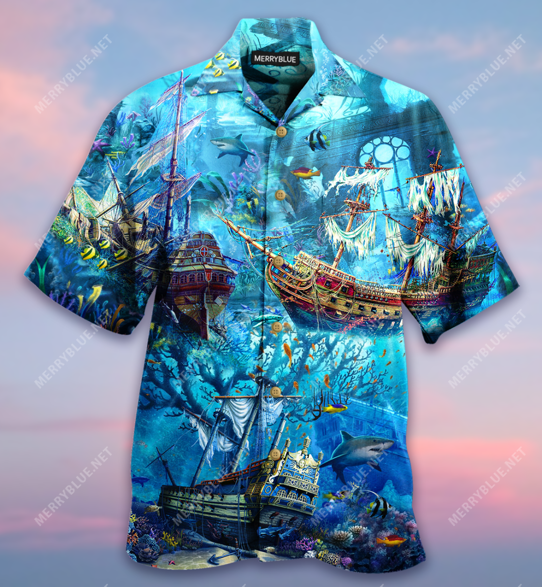 Underwater Treasures The Forgotten Ships Unisex Hawaiian Shirt