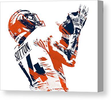 Courtland Sutton Denver Broncos Watercolor Strokes Pixel Art 1 Joe Hamilton Canvas Print