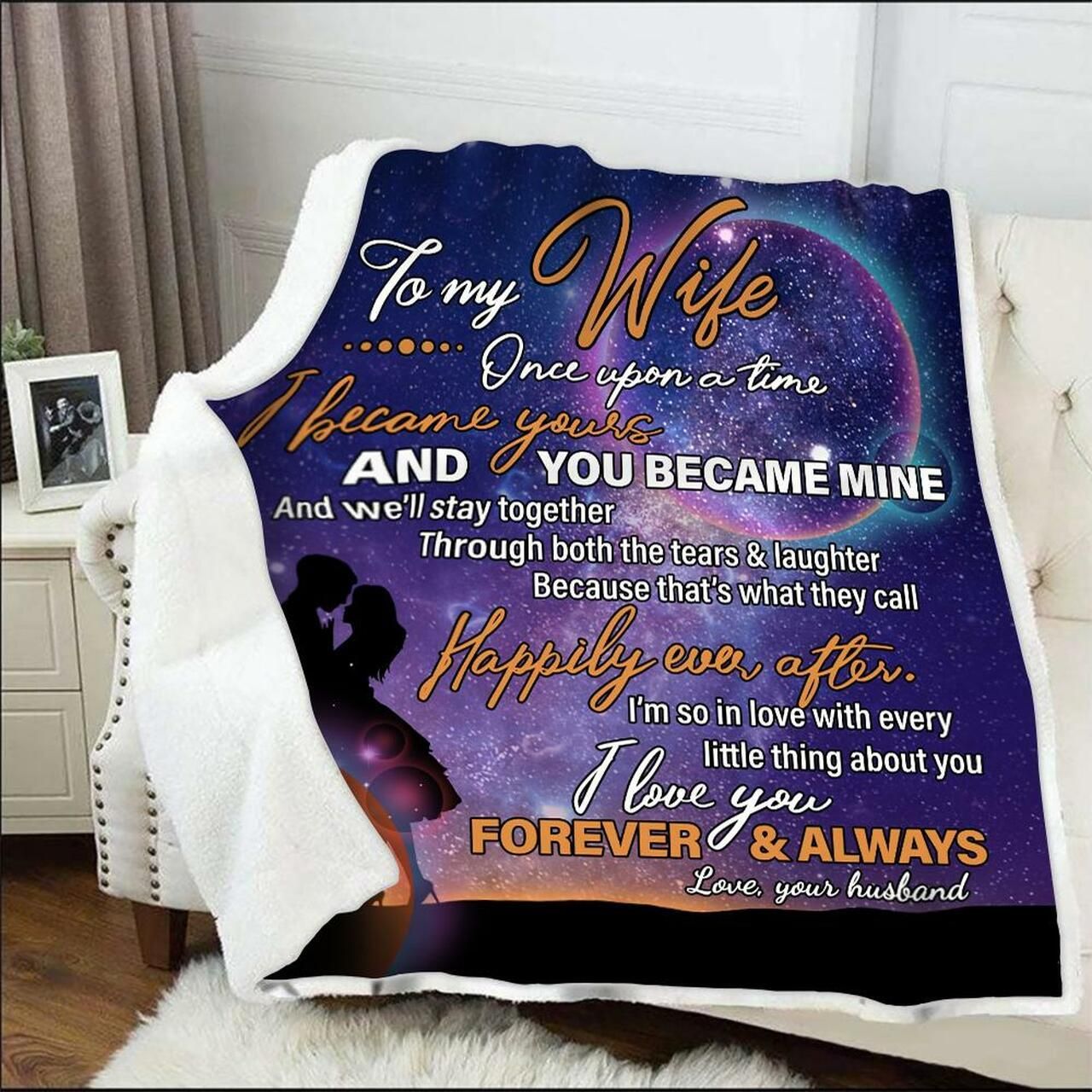 [Personalized Name] Wife I Became Yours And You Became Mine Fleece Blanket, Sherpa Blanket, Gift For Family Member, Friends Gift, Christmas Gift, Home Decor, Home Living