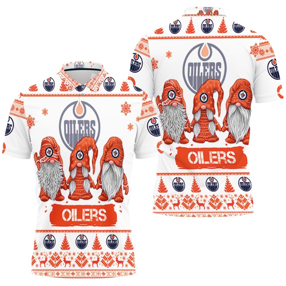 Christmas Gnomes Edmonton Oilers Ugly Sweatshirt Christmas 3D Polo shirt