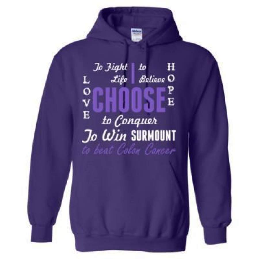 AGR To Fight Life To Believe Hope I Choose To Conquer To Win Surmount To Beat Colon Cancer Awareness – Heavy Blend™ Hooded Sweatshirt