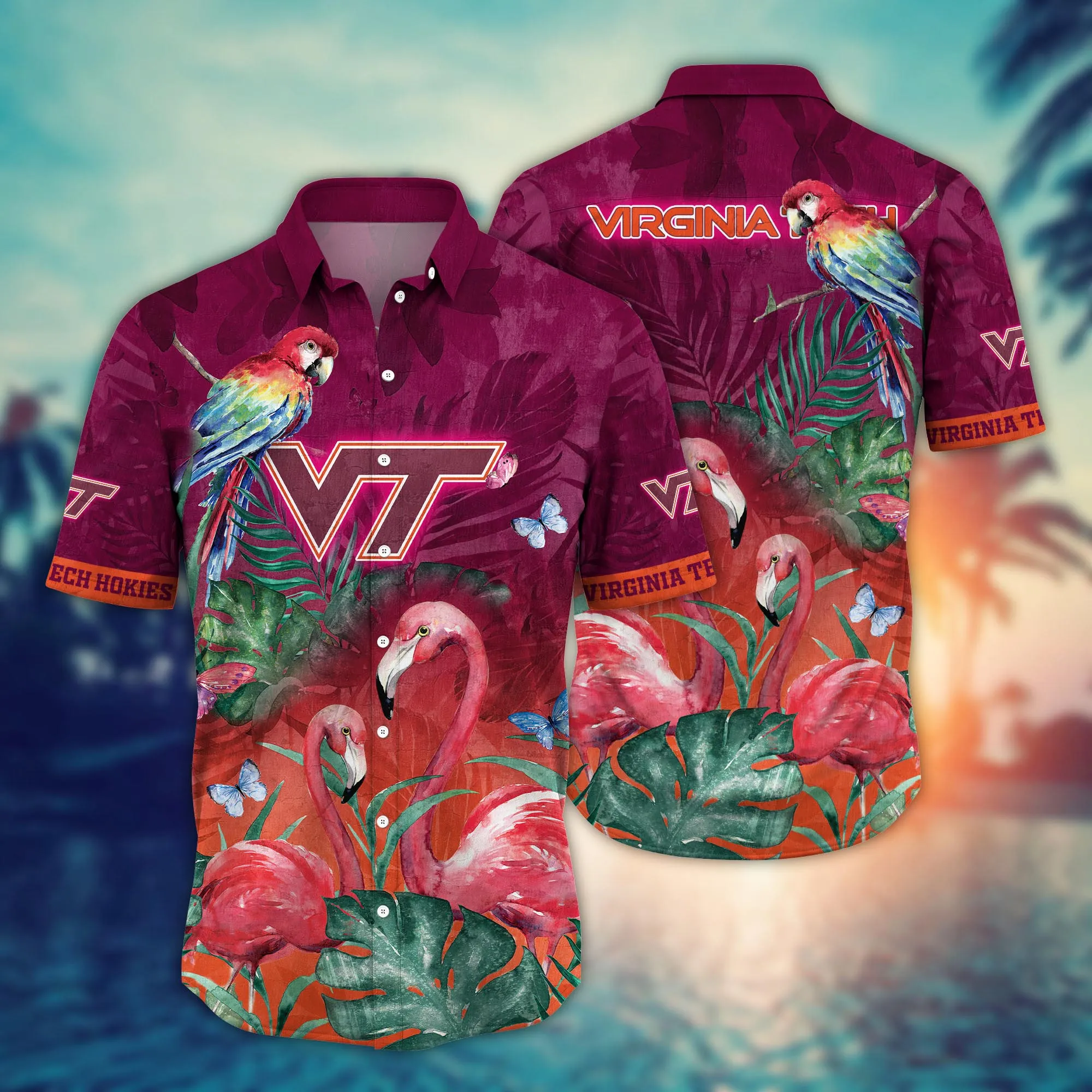 Virginia Tech Hokies NCCA Hawaiian Shirt Sunbathe Aloha Shirt