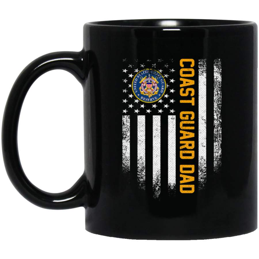 Vintage Usa Proud Coast Guard Dad American Flag Patriotic _2646 Coffee Mug