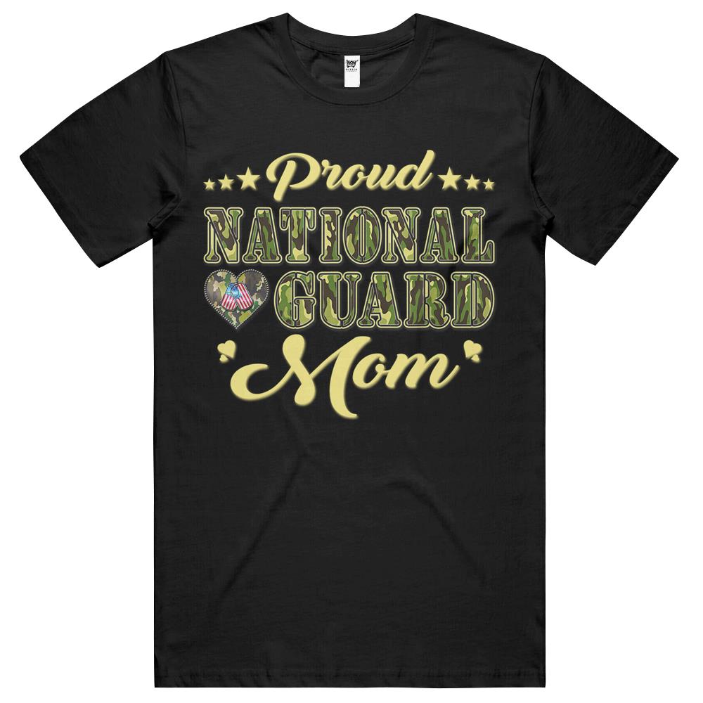 Proud National Guard Mom Dog Tags Heart Military Mother T Shirts