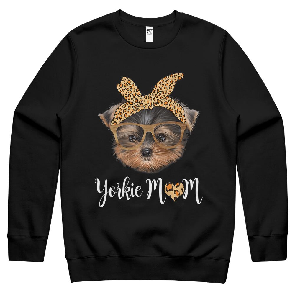 Yorkie Mom Leopard Print Dog Lovers Mother Day Gift Crewneck Sweatshirt