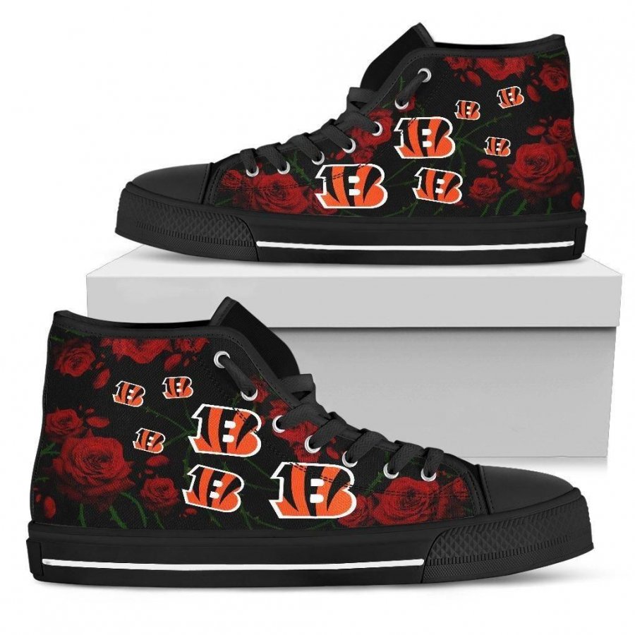 Lovely Rose Thorn Incredible Cincinnati Bengals High Top Shoes #564