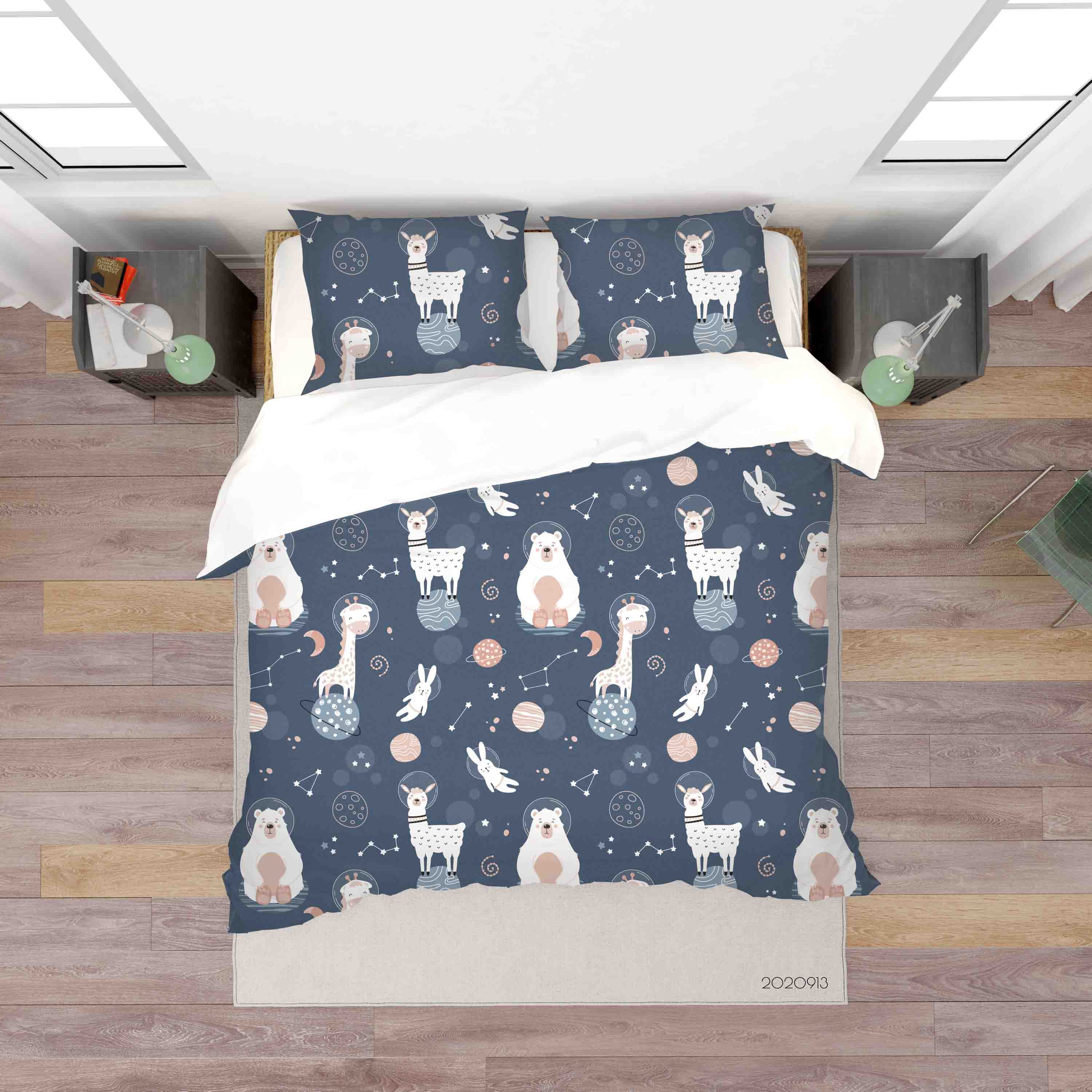 3D Space Animals Pattern Quilt Cover Set Bedding Set Duvet Cover Pillowcases Wj 1827