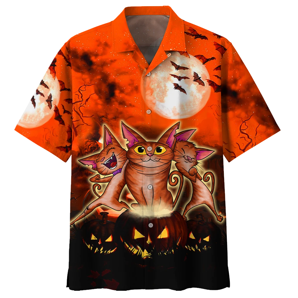 Crazy Cat And Pumkin Halloween Hawaii Shirt For Men Women Adult Ha28690