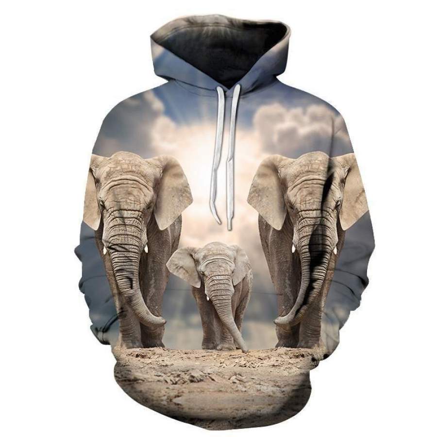 United Elephant Family Hoodie Unisex 3D All Over Print