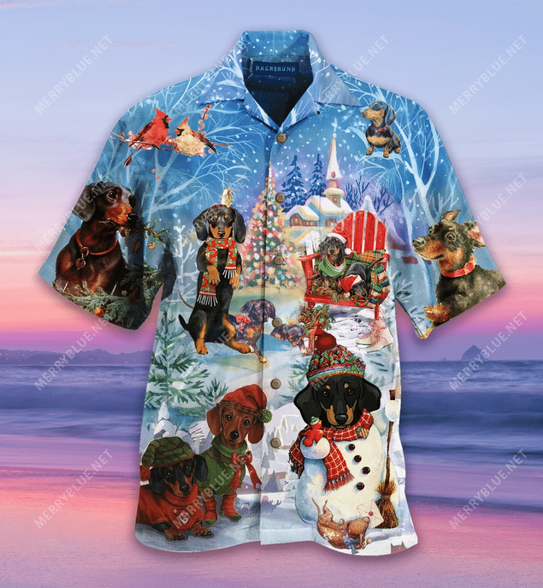 Cover Your Body With Amazing Dachshund Through The Snow Unisex Hawaii Shirt Ha91112