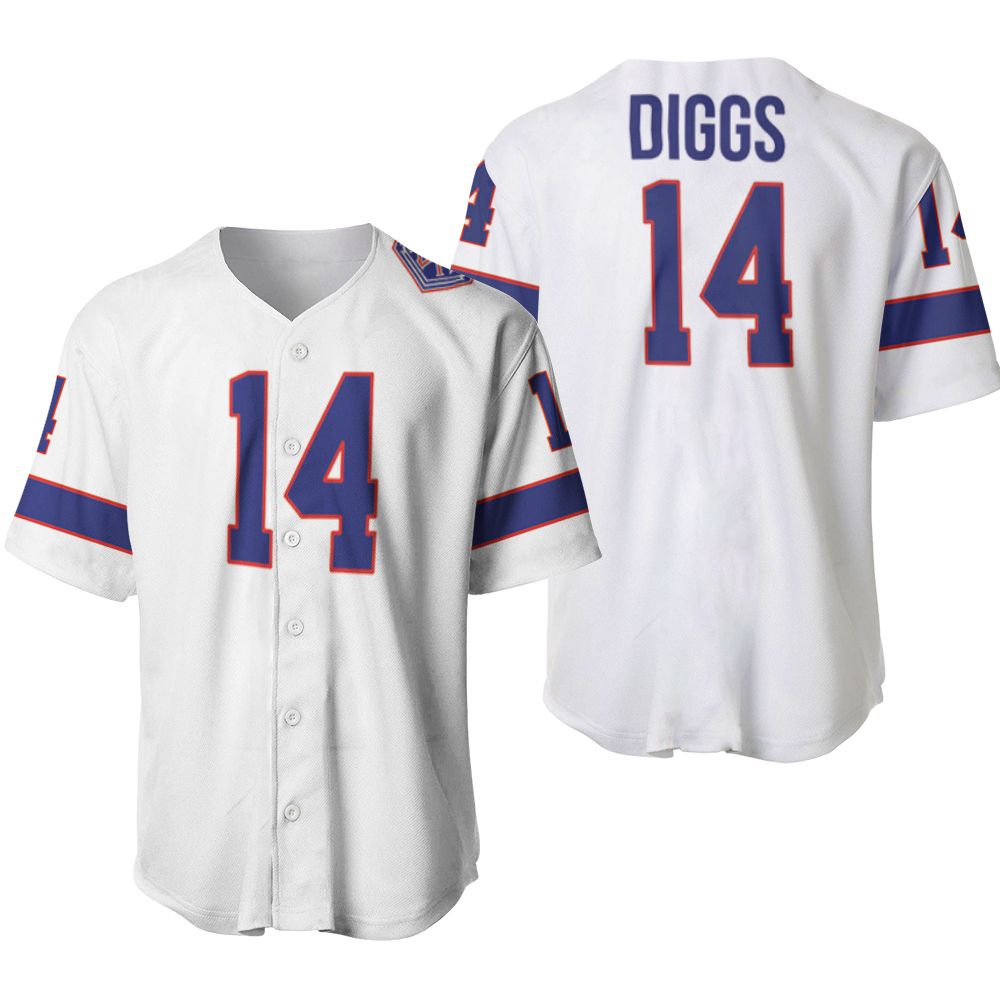 Buffalo Bills Stefon Diggs #14 Great Player NFL American Football Team White Vintage 3D Designed Allover Gift For Bills Fans Baseball Jersey