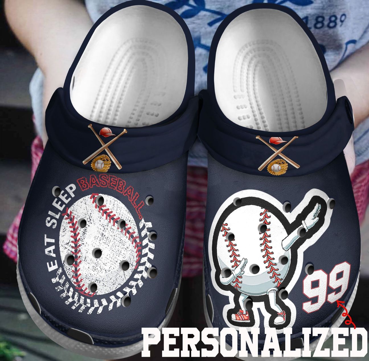 Baseball Personalized Clog, Custom Name, Text, Color, Number Fashion Style For Women, Men, Kid, Print 3D Eat Sleep Baseball