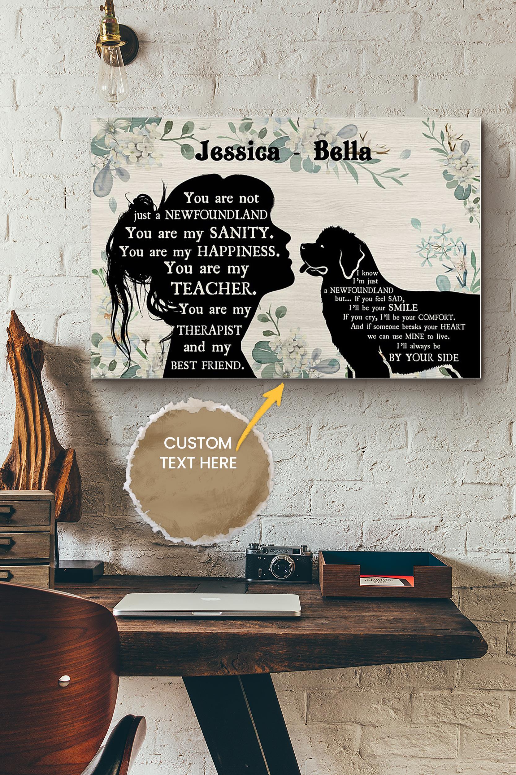 Newfoundland Girl Therapist Best Friend Personalized Poster – Animal Wall Art – Gift For Dog Lover Dog Foster Puppy Fan Wrapped Canvas