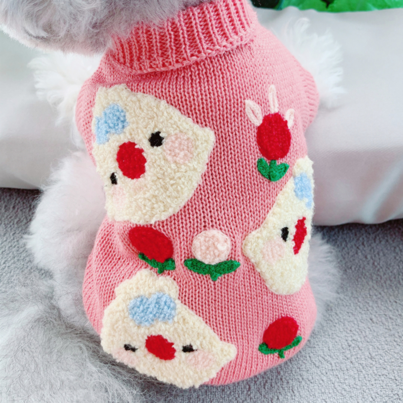 Cute Cartoon Dog Clothes Short Knitted Pet Sweater Autumn and Winter Poodle Warm Bottoming Shirt Cat Teddy Pullover alx