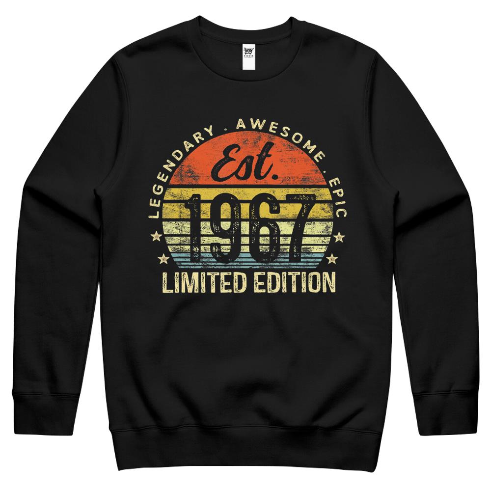 Est 1967 Limited Edition 55Th Birthday Gifts 55 Year Old Crewneck Sweatshirt