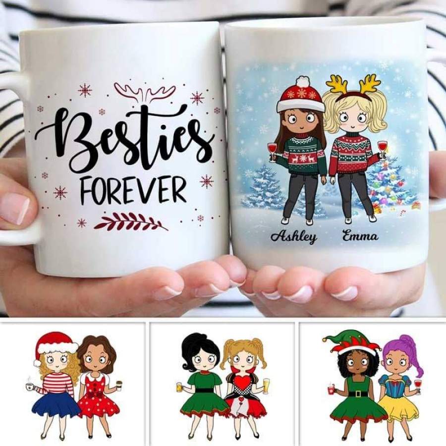 Christmas Costume Cartoon Besties Personalized Mug