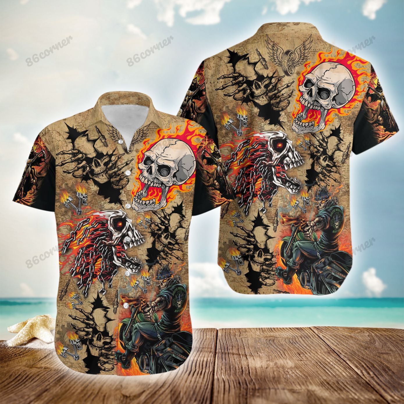 Skull Biker Hawaiian Shirt Ha11526