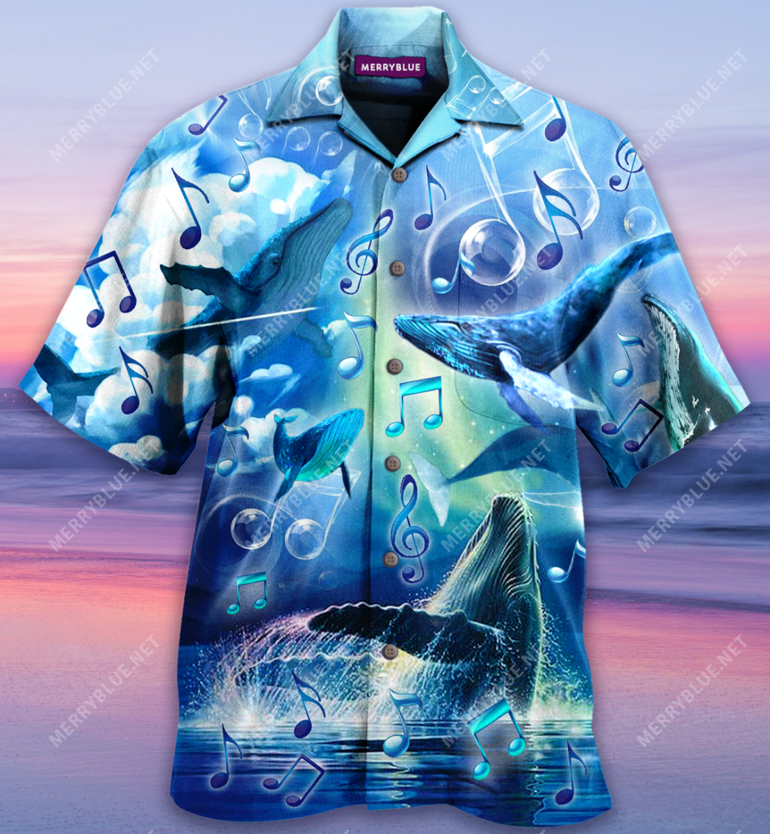 Whales Dancing In The Melody Of The Blue Sea Unisex Hawaiian Shirt