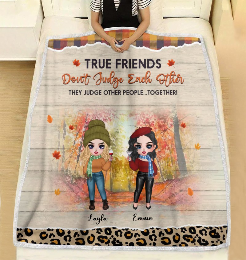 Personalized Custom Autumn Besties Fleece Blanket, Gift Idea For Best Friends, Besties, We’Re Best Friends Because Everyone Else Sucks