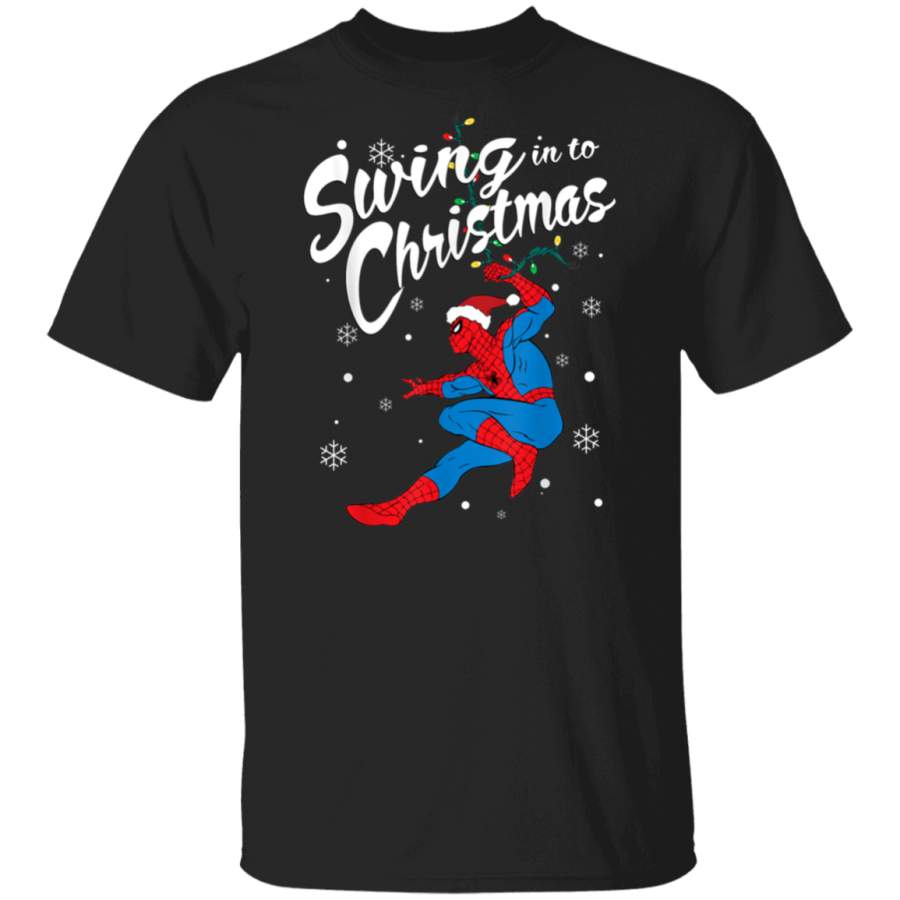 Spider-Man Swing In To Christmas T-Shirt Hoodie Shirt