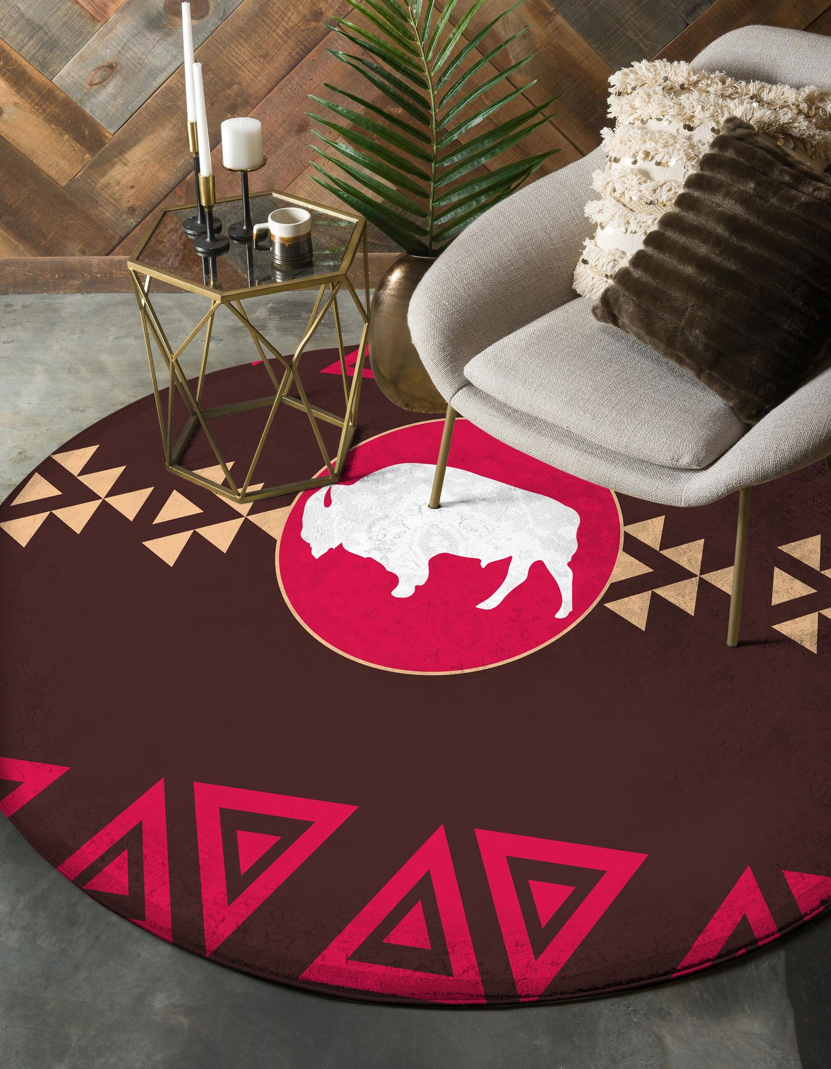 Bison Arrow Native American Pride Round Rug