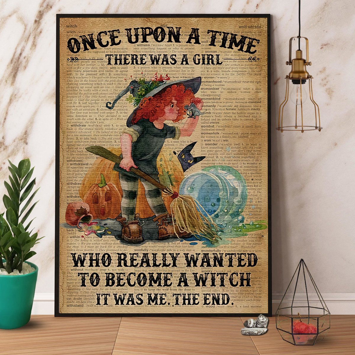 Witch A Girl Who Really Wanted To Become A Witch Halloween Gift Paper Poster No Frame  Matte Canvas Wall Decor