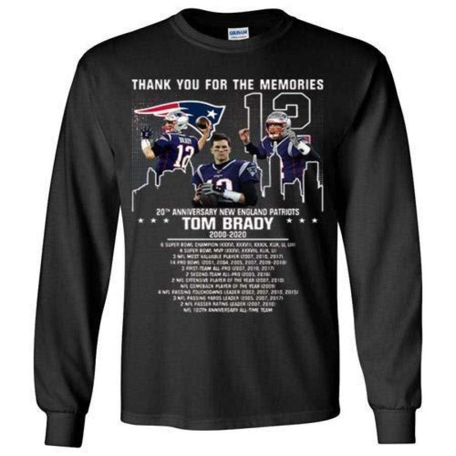 Tom Brady Thank You For The Memories New England Patriots Black Costume gift Gildan Long Sleeve T-Shirt Test