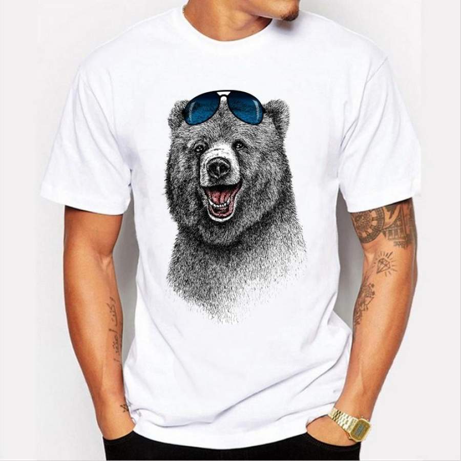 The Latest Fashion Men’S High-Quality 3D Digital Printing T-Shirt Casual Short-Sleeved Round Neck Cute Bear Pattern T-Shirt