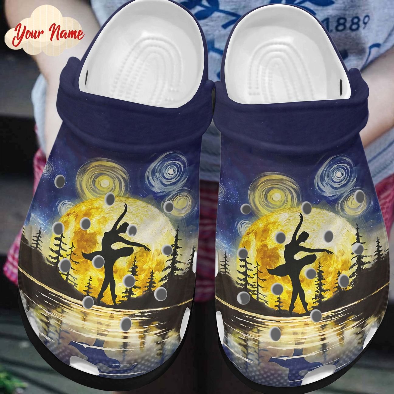 Ballet Personalized Clog, Custom Name, Text, Color, Number Fashion Style For Women, Men, Kid, Print 3D Ballet Under The Moon