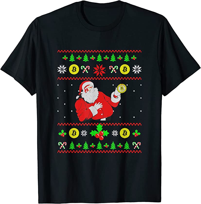 Ugly Christmas Santa Bitcoin BTC Blockchain Crypto T-Shirt